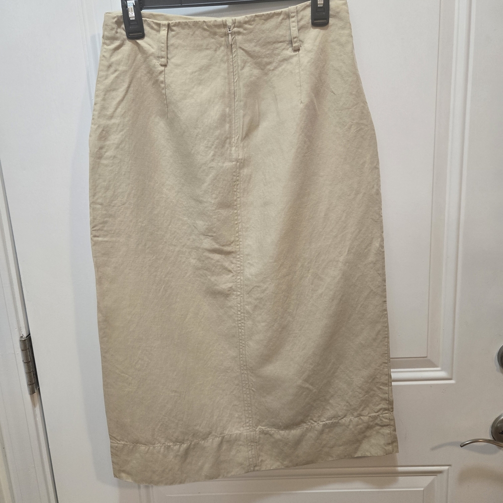 INTERMIX Beige Midi Skirt with Front Slit - Picture 2 of 5